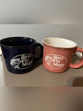 Bass Pro Shops Navy and Pink Speckled Ceramic Mug Duo